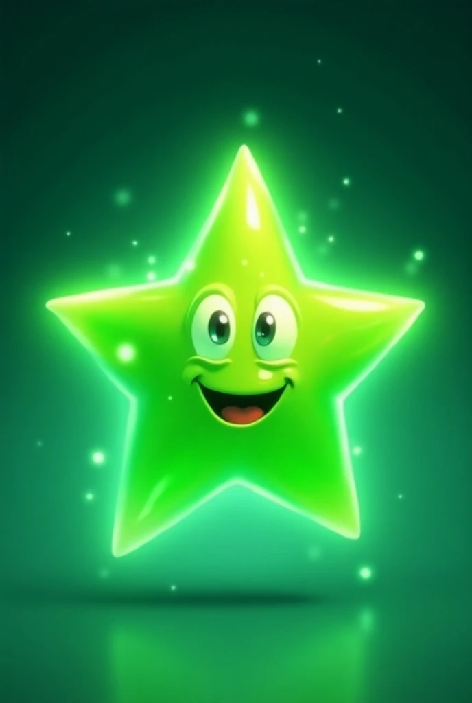 A happy green star running