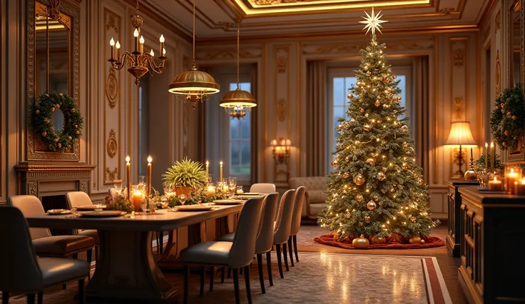 Christmas decoration Christmas tree table decorations in a hyper realistic house