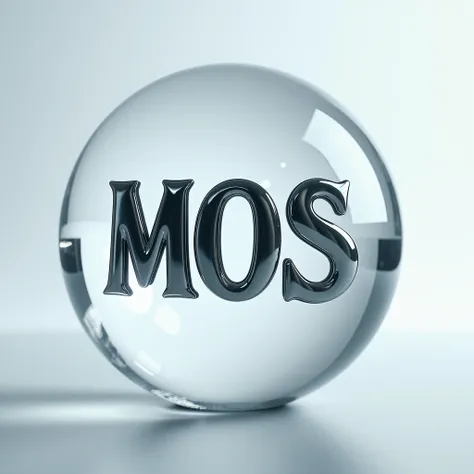 the name MoS in a glass ball. eye engaging. hyper realistic