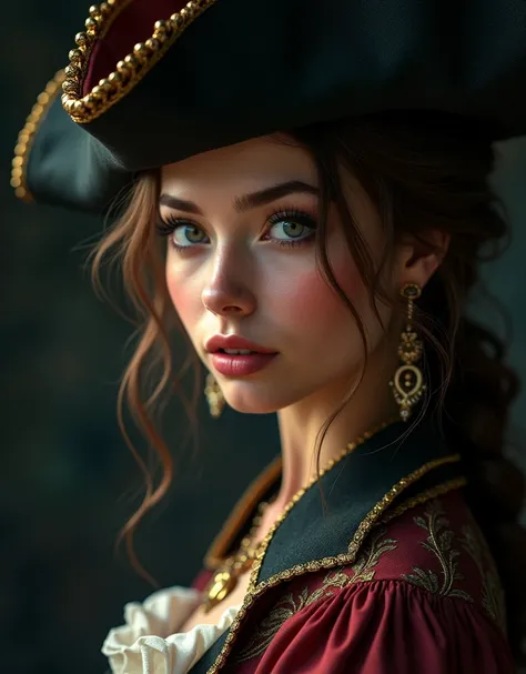 girl in pirate costume, sexy pose, detailed facial features, beautiful detailed eyes, beautiful detailed lips, extremely detailed face, long eyelashes, high quality, best quality, 4k, 8k, highres, masterpiece:1.2, ultra-detailed, realistic, photorealistic,...