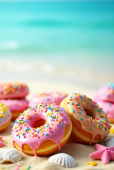 
UP CAKE DONUTS-((10-DAY CALL FOR STORE OPENING  ))  image must have beach themes focused on food cake and donuts