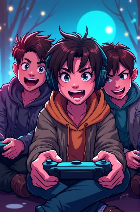 Generate a YouTube and TikTok profile picture for me 
We are 3 people playing video games in three, we play story games horror games and all sorts of games together our channel is called Epic Trio Gaming 