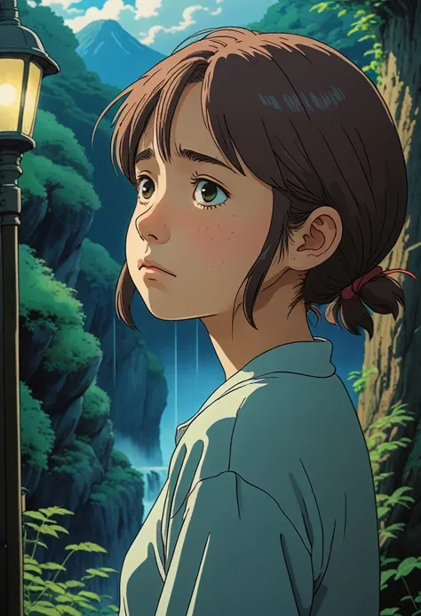 Sad Atmosphere, sad girl, by Studio Ghibli Style, Ghibli color, Miyazaki Hayao style.
best quality, masterpiece, intricate details, ultra-detailed