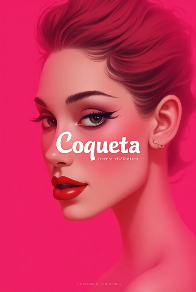 A logo called COQUETA 
Pink that has the face of a human woman 
And what little one says Estrada cosmetics 