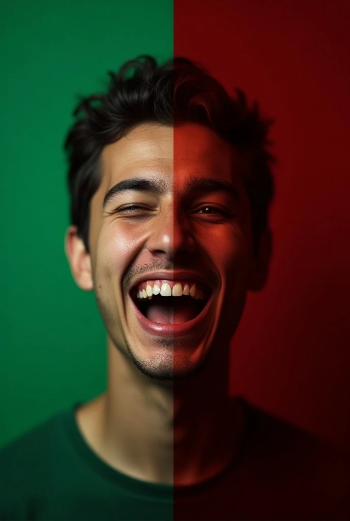 The image is a high resolution photograph captured using a Nikon D850 camera paired with a Nikkor 85mm f/1.4G Thumbnail Success vs Failure:

Image: Face split in half - half smiling, half sad
Background: Half green (success), half red (failure)
Main text: ...