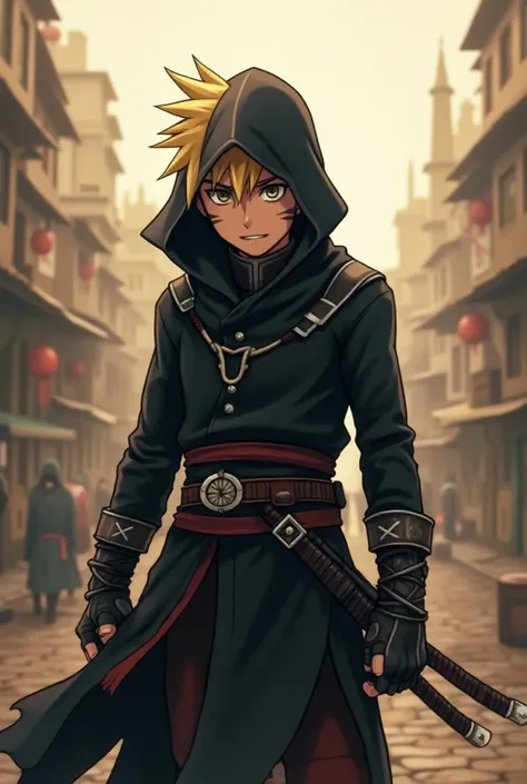 Create an image of Naruto in the Assassins Creed universe