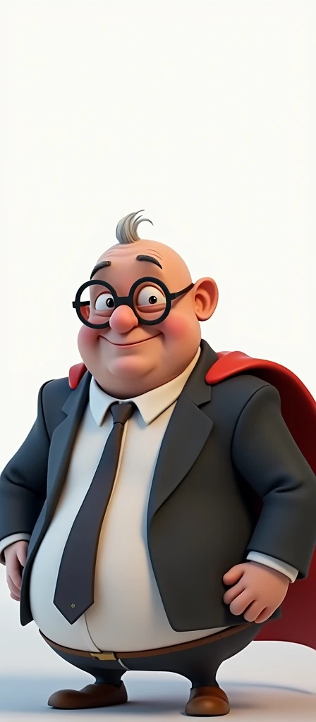 Cartoon character of a old man, Bald bald gray . chubby. friendly. rosy cheek. looking forward. smiling. wearingglasses and a super hero outfit, an animated character, Stylized character, animation style rendering, 3D stylized, Arnold Maya render, 3 d rend...