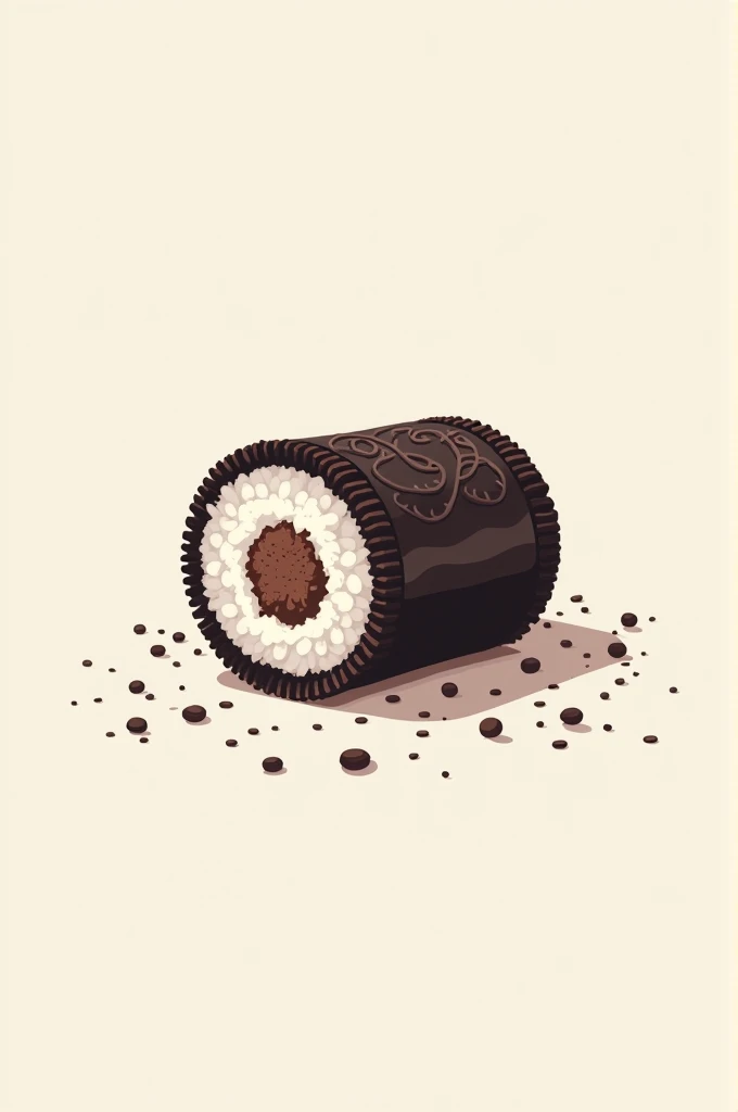 Logo of an oreo cookie made in the shape of a sushi