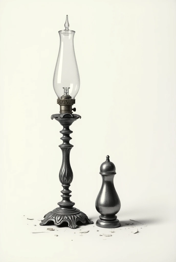 Lamp and salt half together in a photo drawing