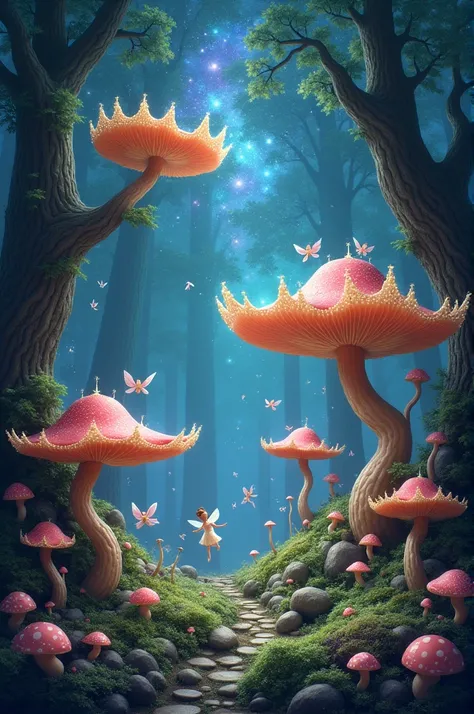 Fungus, crowns, planets, fairies, elves, galaxies 