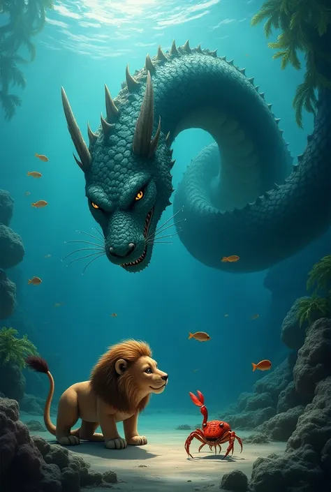 Make a sea serpent by taking the trophy from the little lion and giving it to the little crab