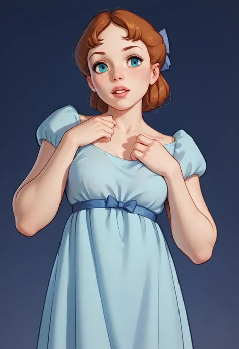 teenage wendy, blue night dress, little round breasts