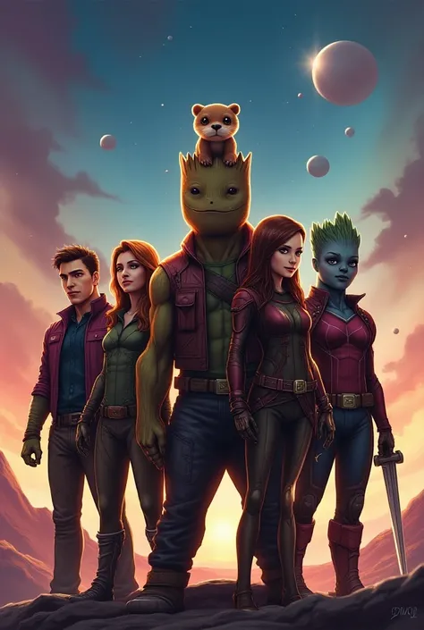 Guardians of the Galaxy with an otter 