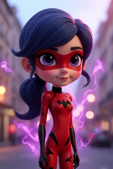 Miraculous: The adventures of Ladybug.
 Oc animation with the same animation from the Miraculous series.  Oc feminine Raven from Teen Titans ,  Kwami from Raven , Purple-haired girl girl Raven from Teen Titans 
3d version.
Same female Miraculous : The adve...