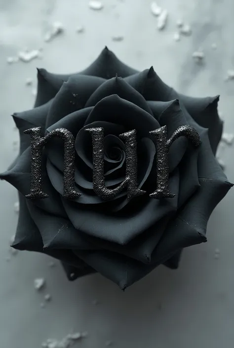 Write the word  Nur with the petal of Black rose