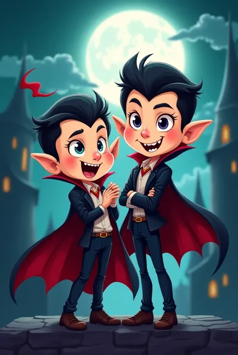 A couple of vampires in cartoon format