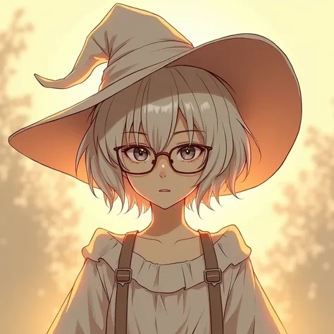 Short haired witch, thin glasses, girl, one, solo