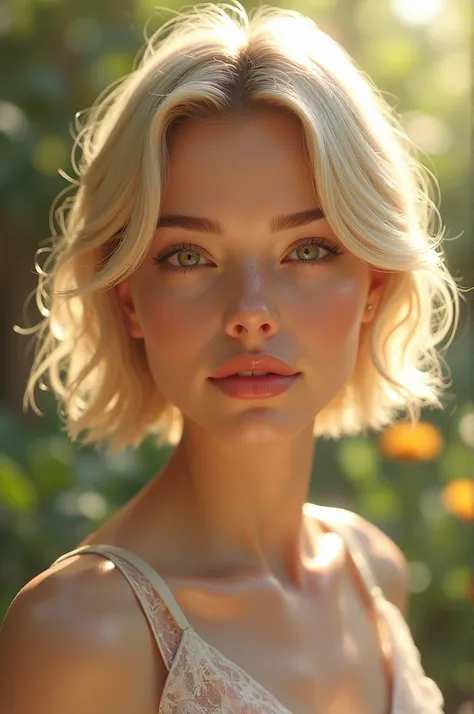 Beautiful girl with short blond hair