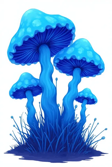 Make psychedelic blue mushrooms with the background cut out in png format