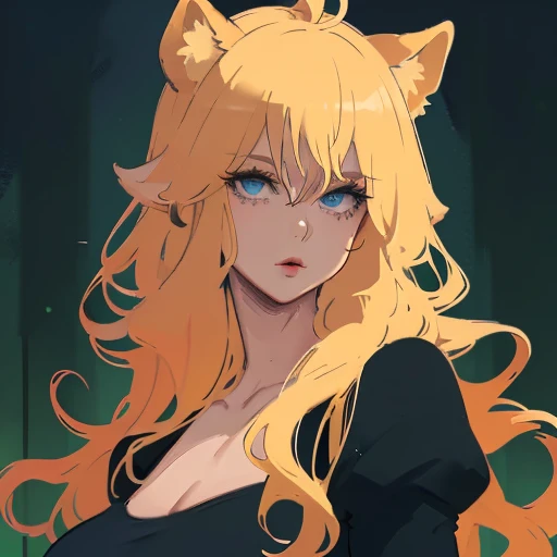 xilonen-gi, green eyes,blonde hair,animal ears,leopard girl, dark-skinned female, looking at viewer, red lips, solo, upper body