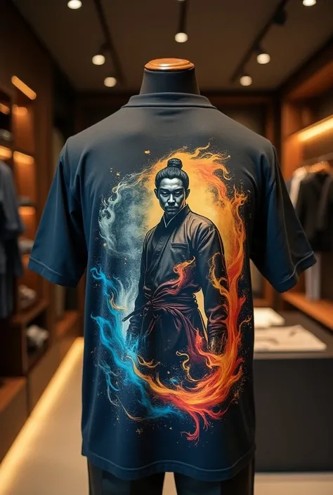 
Create luxury t-shirts with extremely realistic color variations for my exhibition in my print  ,  with the print of Yung Yang and the 4 elements personalized with the background in a store with quality and professionalism extremely striking and realistic...