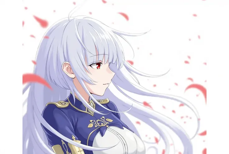 1 girl, ((long Silver hair, blunt Bangs)), red eyes, anime style, fantasy style, beautiful color, (anime_color)