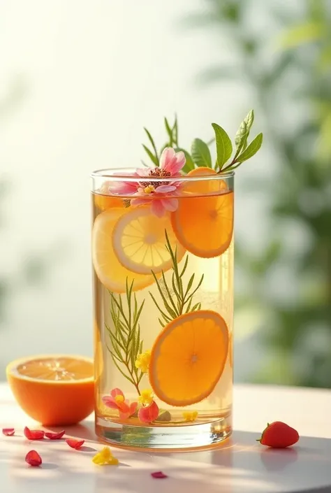 Can you generate an image of natural infused water with a glass container