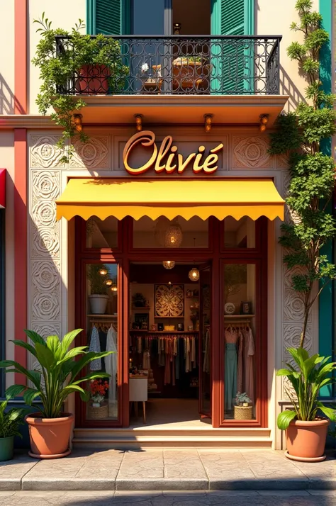  Create a realistic image of the facade of a clothing store called Oliviê, as if it were a Brazilian store  