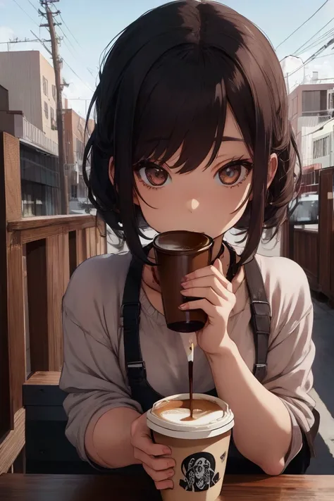 Someone with a grunge style drinking coffee