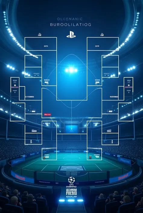 Create a playstation olympic knockout phase chart with 12 clubs like the champions league as the first one