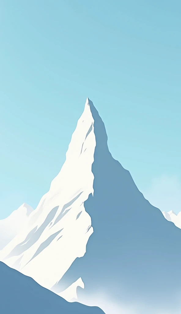 The iconic Tödi peak in the Glarus Alps rendered in a minimalist style, with smooth lines and subtle shading to emphasize its majesty against a clear blue sky.