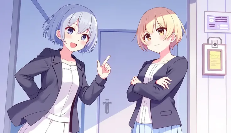 Two girls, one with short hair like a boy, the other with short hair like a girl, the two of them were middle school girls who had just entered middle school or their new dormitory, but the expressions on The girl with the short hair is happy, but the girl...