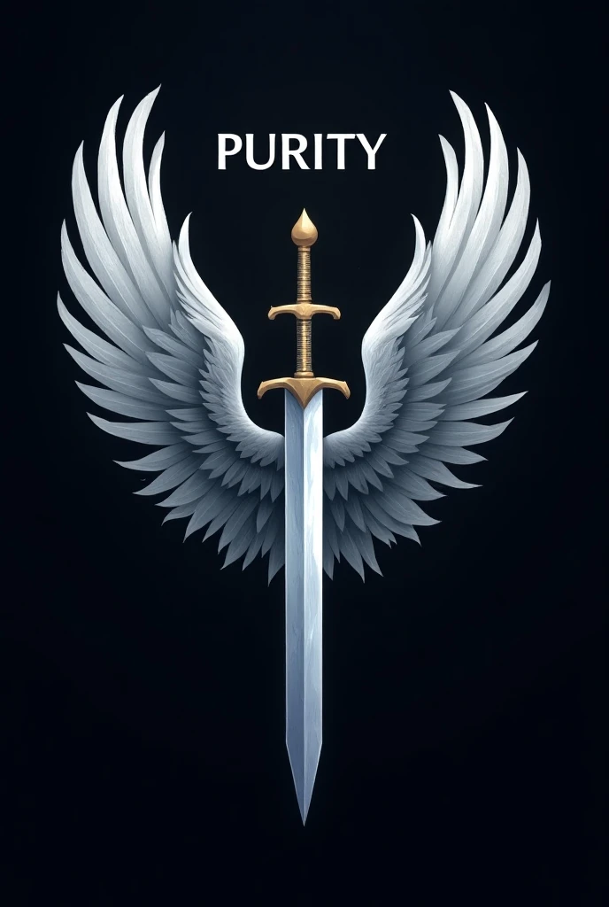 genere moi un logo ou il est ecris PURITY devant une epe qui pointe vers le bas qui est entre des ailes dange