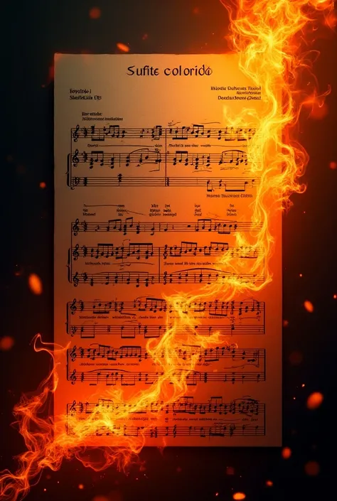 A written sufite sheet "colorful fire" In Portuguese with fire effects