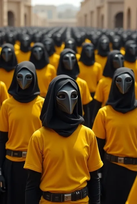 Choir of ren singing wearing yellow t-shirts 