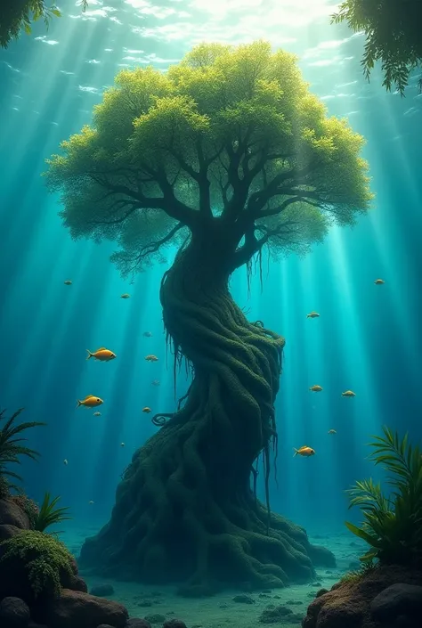 Aquatic tree with fish
