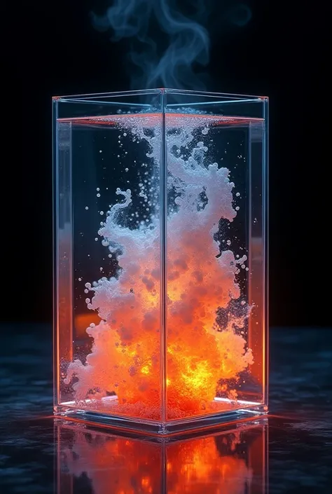 a glass shape flame aquarium, detailed glass aquarium with flame-like water flow, photorealistic, 4k, ultra-detailed, highly realistic, intricate details, dramatic lighting, vibrant colors, cinematic composition, seamless integration, masterpiece