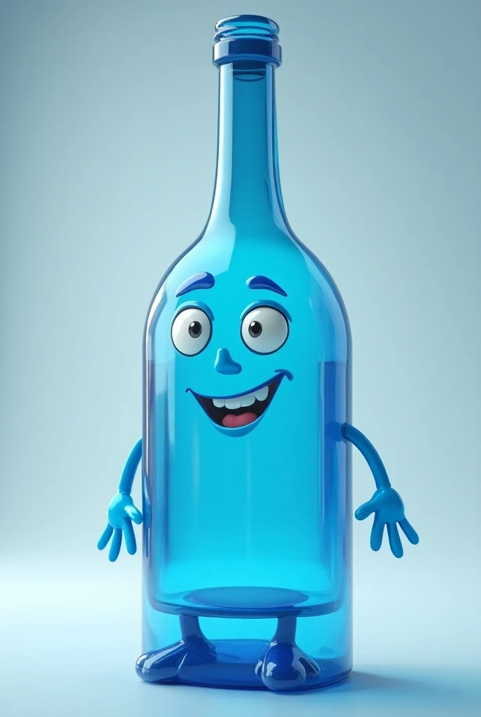 Animated blue class wine bottle