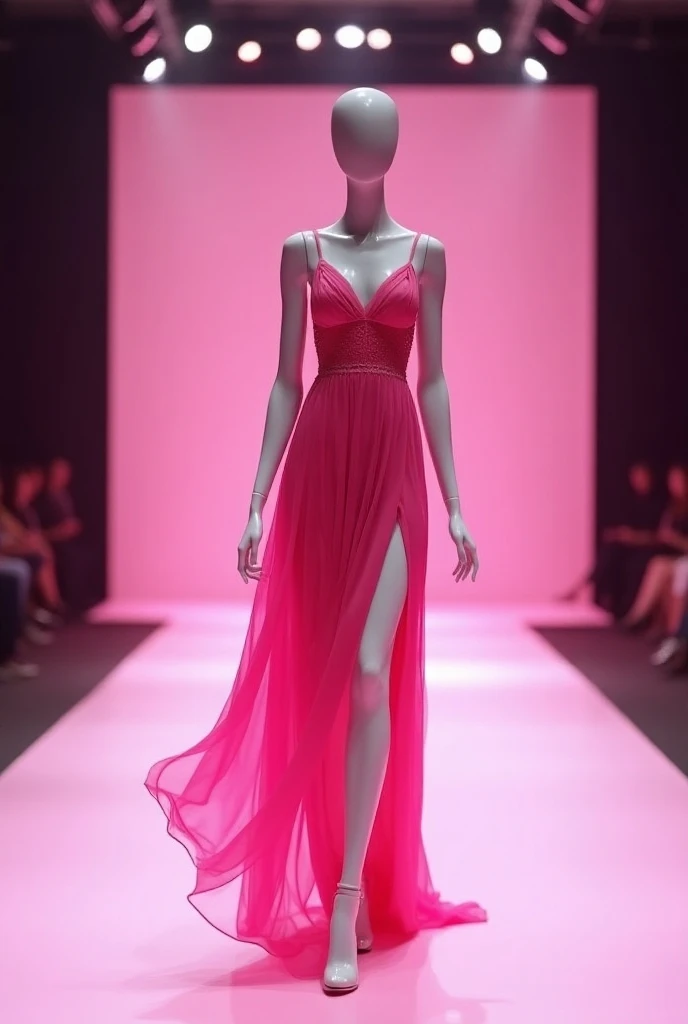 Octobre rose, catwalk, mannequin avec une robe rose