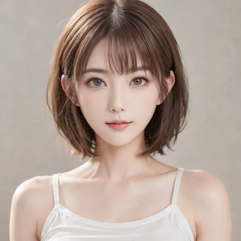 japanese, petite women,  physical build, , long, narrow eyes, a fleeting atmosphere, age 30, brown bob hair, ((thin lips)), whit...