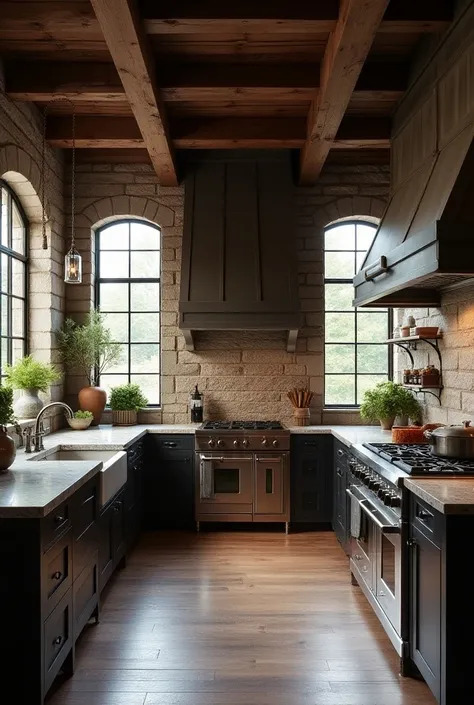 Modern mixed with medieval interior kitchen