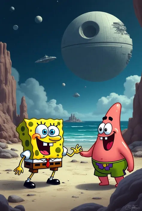 SpongeBob and Patrick Star in The star wars