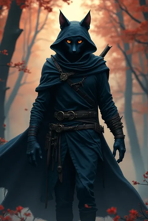 full body incredibly shadow magnificent, true shadow rogue male tabaxi, D&D realistic illustration art character cute ninja cat head style , sharp lense, professional photographie, 30mm lense, detail love, good quality, unreal engine 5, wallpaper, colerful...