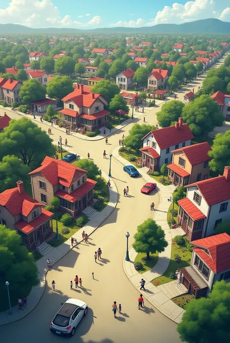  neighborhood with a house that has a gas station,  a supermarket ,  a convenience store , church,  police station , fire station, bus station , banks, schools