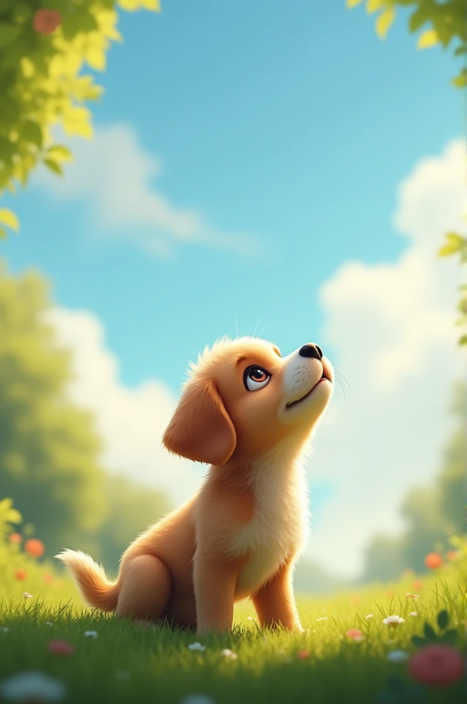 Baby dog looking up at the sky 