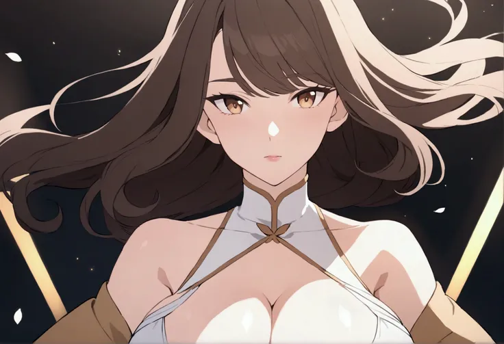 Smooth brunette with big breasts in anime style 