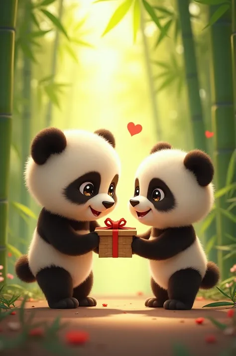  Scene 6: Presenting the Gift*

1. Baby Panda presenting the shoot to Mei.
2. Meis surprised and delighted expression.
3. Baby  Panda eager face, awaiting Meis reaction