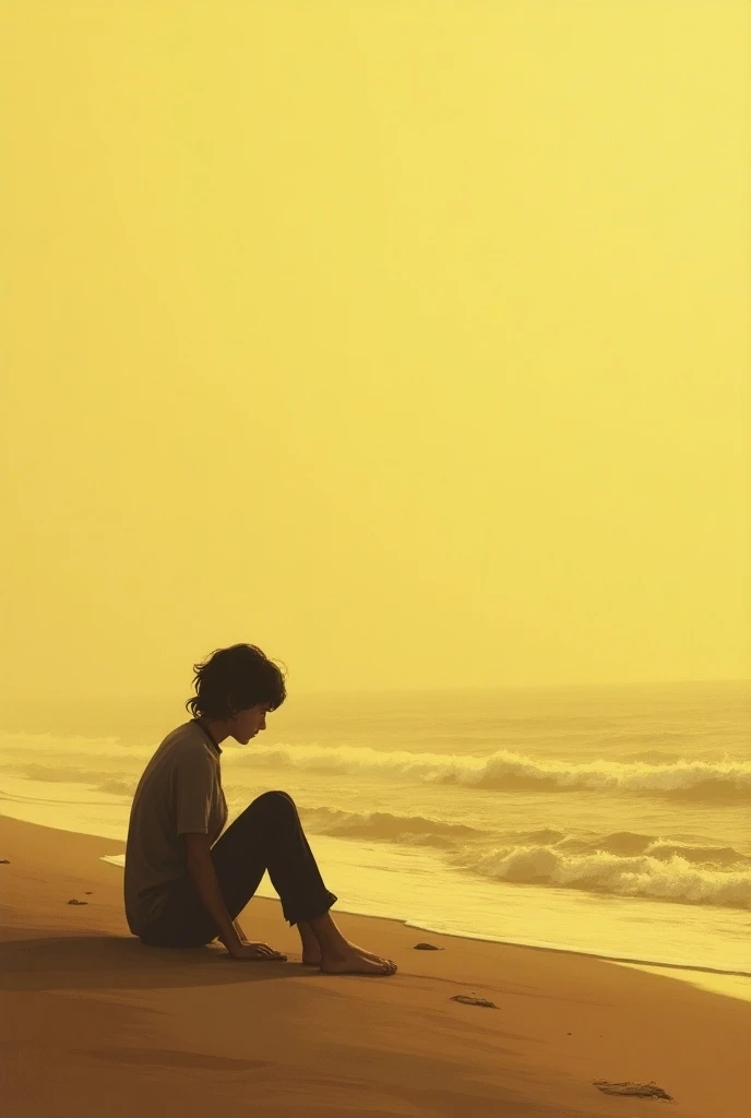 Broken heart without communication on the seashore let yellow predominate