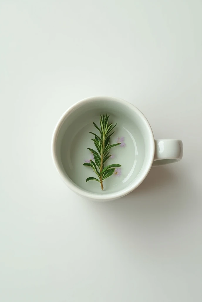 Create a cup viewed from above with a rosemary inside