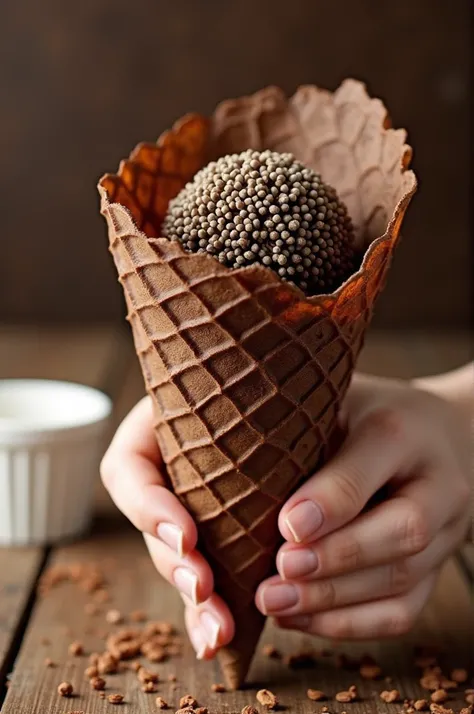 Truffled brigadeiro cones 